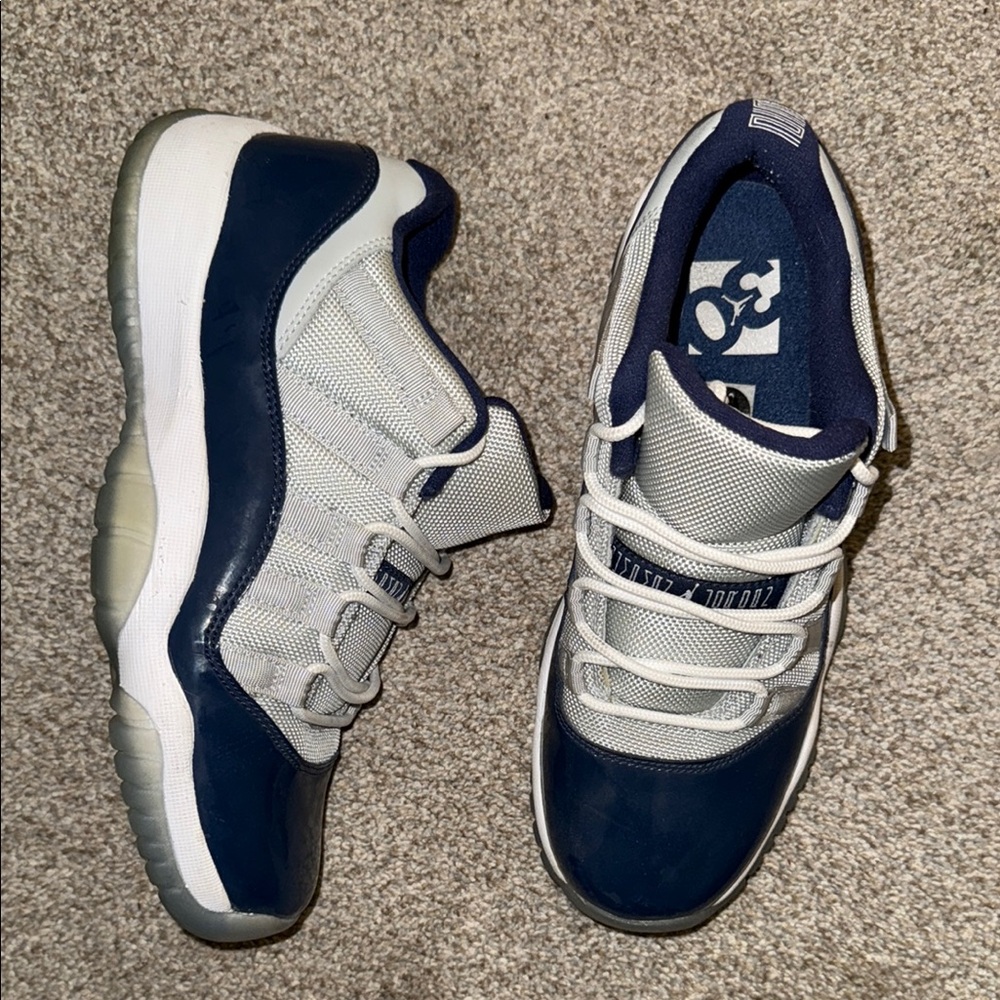 Jordan Blue and Gray Sneakers with Patent Leather